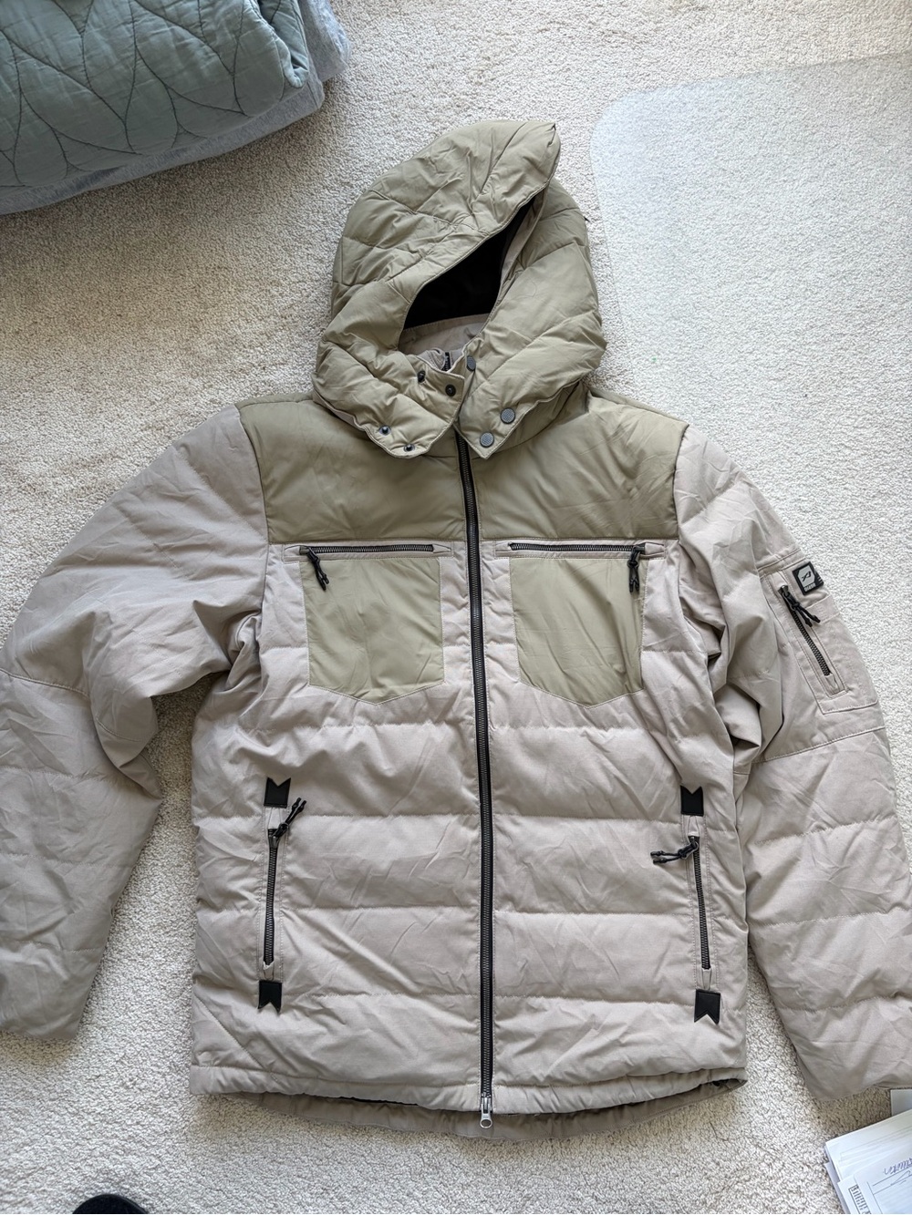 Orage Men's Two-Tone Hooded Puffer Jacket - Beige